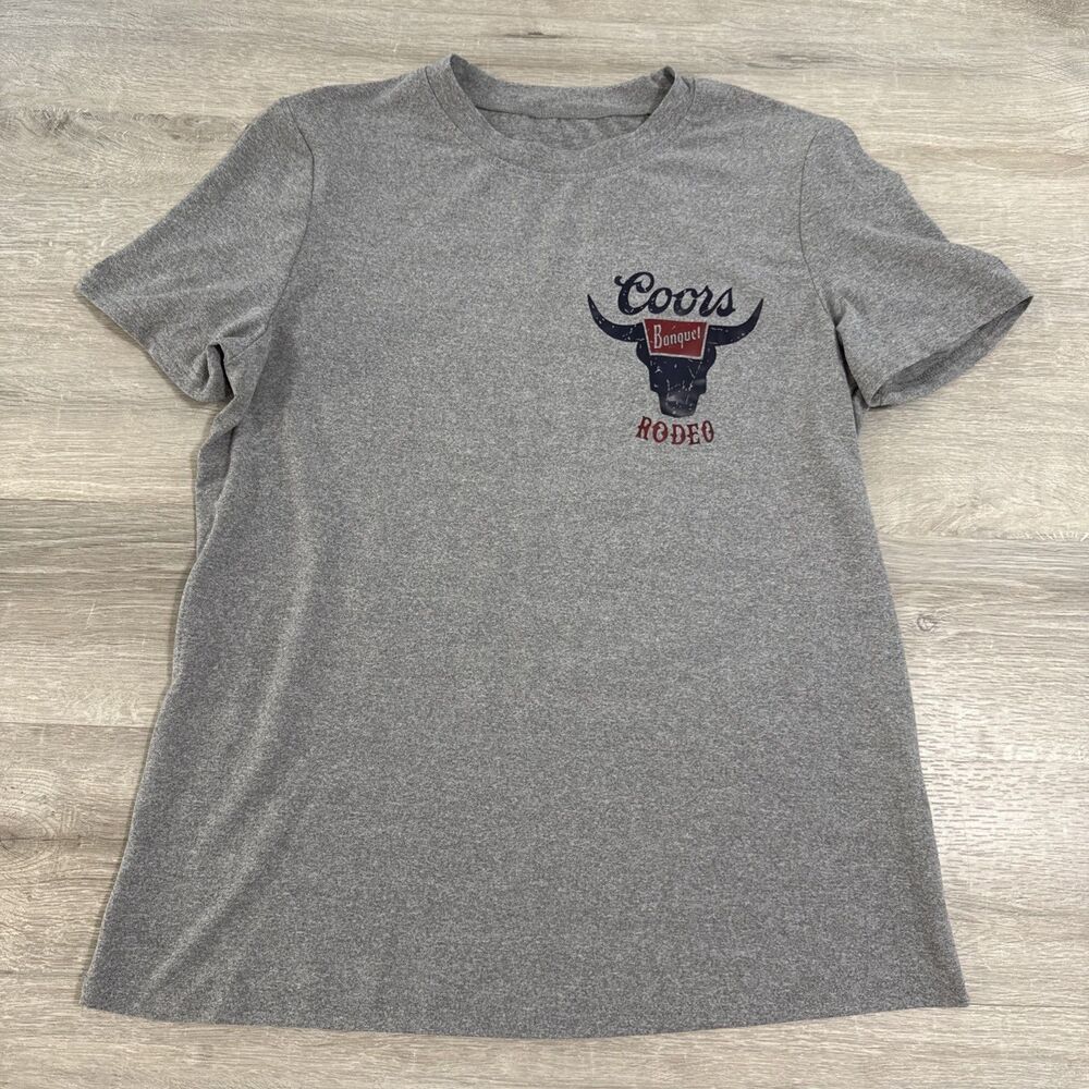 Coors Banquet Shirt Men’s Large Gray Rodeo Cowboy Bucking Bronco Beer Polyester